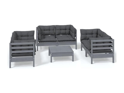 7-piece garden furniture set with cushions, solid pine wood
