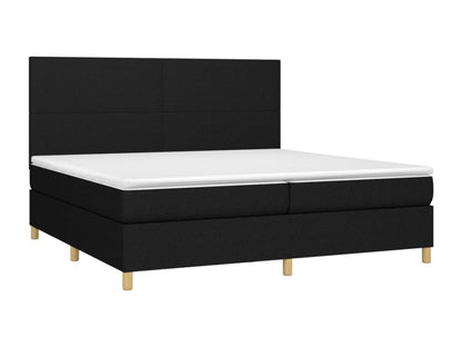 Upholstered bed base and mattress with LED lighting, black, 200x200 cm, fabric, TSGW81486