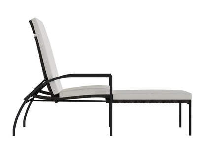 Chaise longue with footrest, brown woven resin