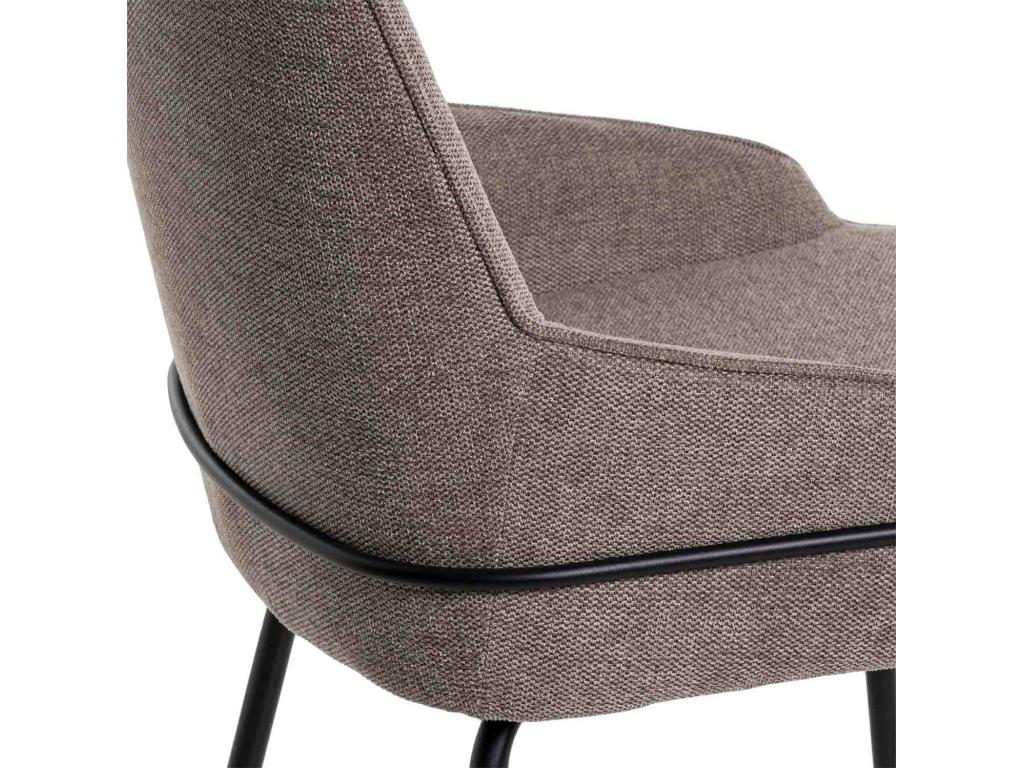 Loven WFGB23185 Modern Chair in Brown Fabric with Black Metal Legs