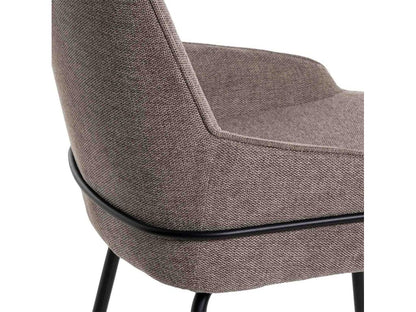 Loven WFGB23185 Modern Chair in Brown Fabric with Black Metal Legs