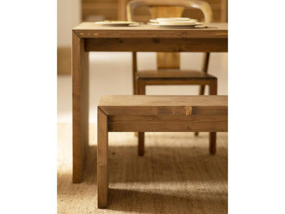 Laviecasa WHLS87437 Brown Fir Wood Dining Table and Bench Set 200x75cm