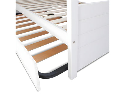 Trundle bed set with 2 mattresses 80x200 cm solid wood white and wood Meublori