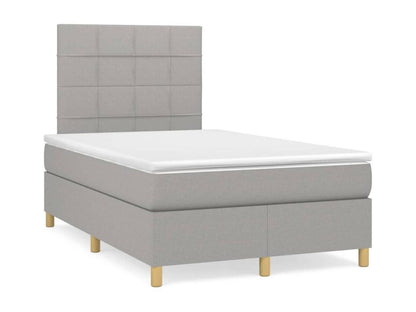 Upholstered bed base with mattress, light grey, 120x200cm, fabric