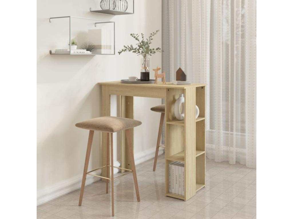 Bar table with shelf, Oak, Laviecasa Engineered Wood VQFL11315