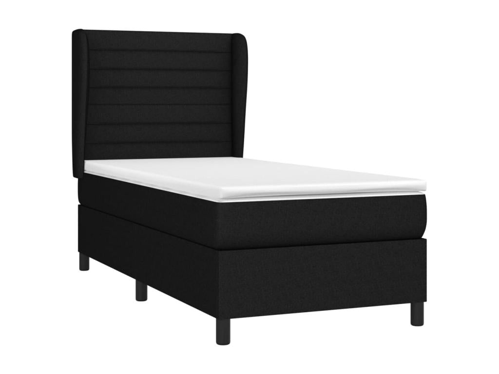 Upholstered bed base with mattress, black, 100x200 cm, fabric, OULX06472