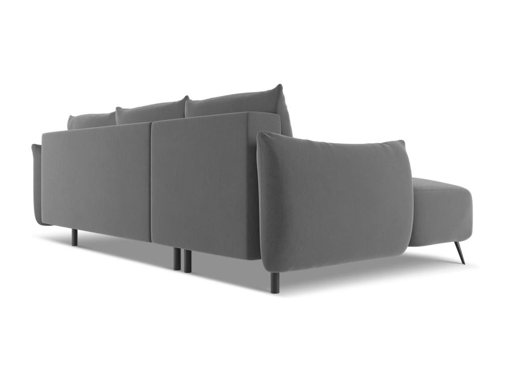 Left-hand corner sofa bed in velvet - grey - Meublori