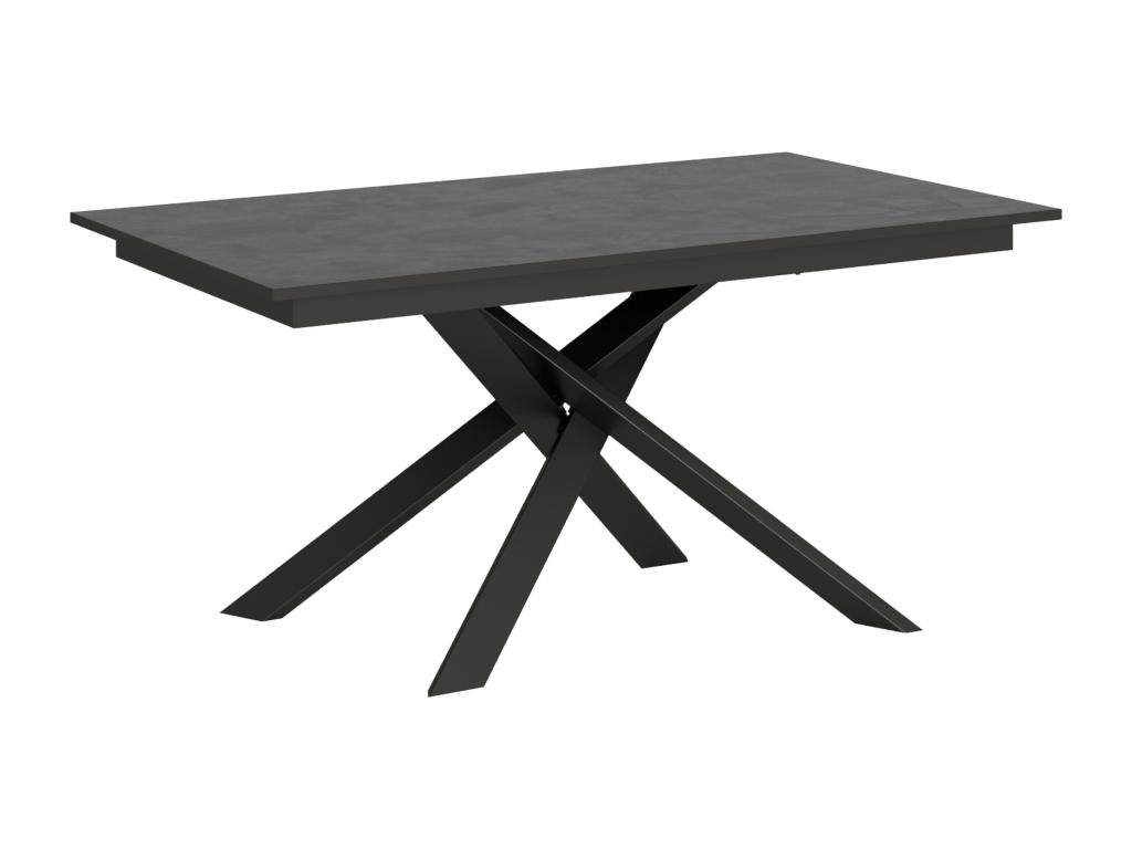 Ganty Anthracite Extendable Table 90x160/220 cm, Spatula Finish, Anthracite Edge Band, Anthracite Frame