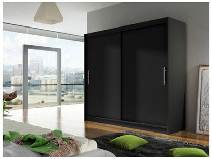 Laviecasa 100 Black Wardrobe 215x180x58cm Sliding Wardrobe Doors NIMC66026