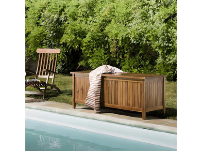 Meublori - Garden storage box for swimming pool in oiled teak wood 165x55cm