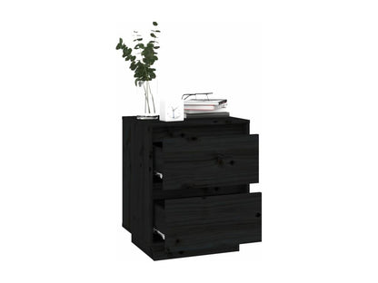 2-piece bedside tables, black, 40x35x50 cm, solid pine wood