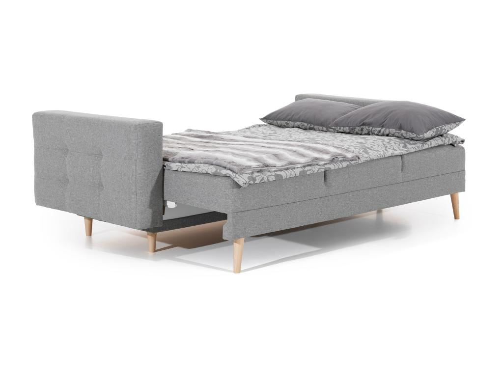 Meublori 235cm 3-seater convertible sofa in light grey quilted velvet