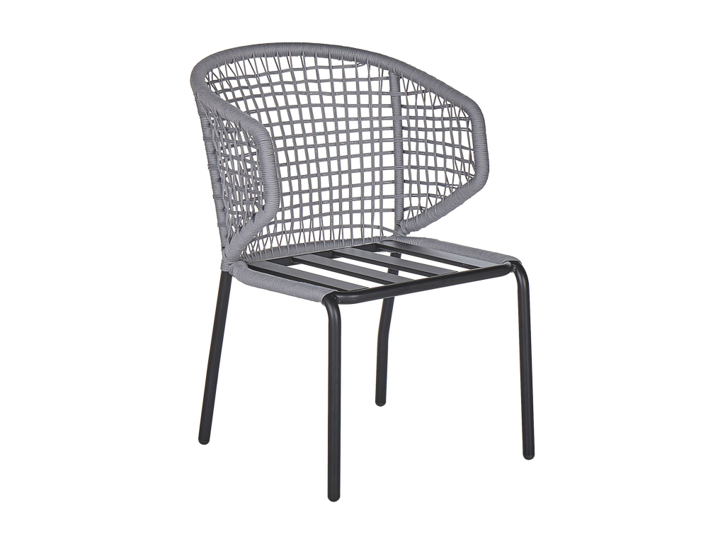 Set of 2 PALMI garden chairs with cushions, Grey Metal ZBBW59106