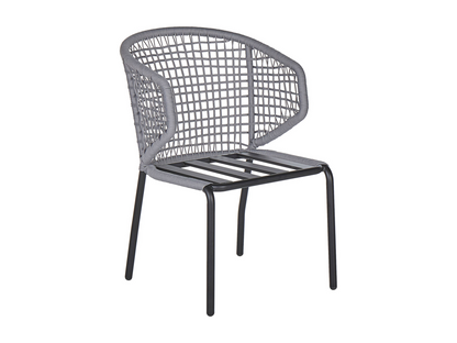 Set of 2 PALMI garden chairs with cushions, Grey Metal ZBBW59106