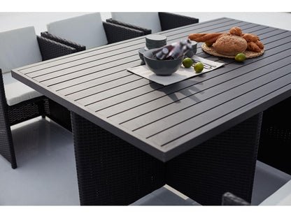 SUNSET PHYV18146 10-seater modular garden furniture set in black/white woven resin and aluminum