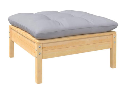 6-piece garden furniture set with grey cushions, pine wood