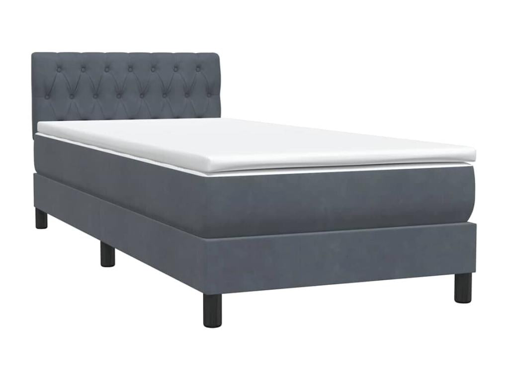 Meublori bed base and dark grey 90x220 cm velvet mattress