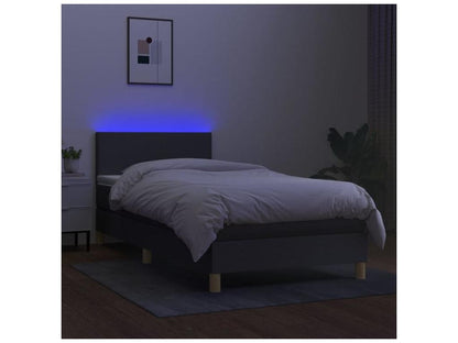 Meublori bed base with mattress and LED, Dark Grey, 90x190