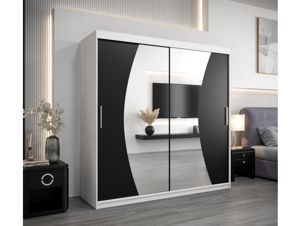 Meublori Sliding Door Wardrobe 200/200/62 2 Doors White/Black