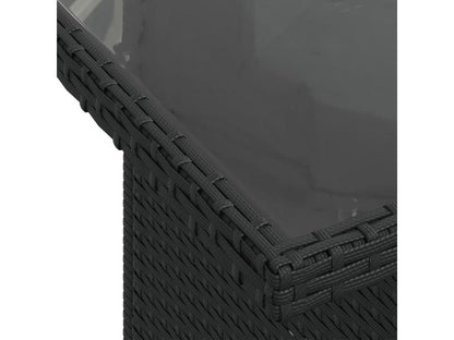 9-piece garden furniture set with cushions, black woven resin