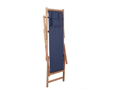 Folding beach chair, fabric and wooden frame, blue, ICVH42748