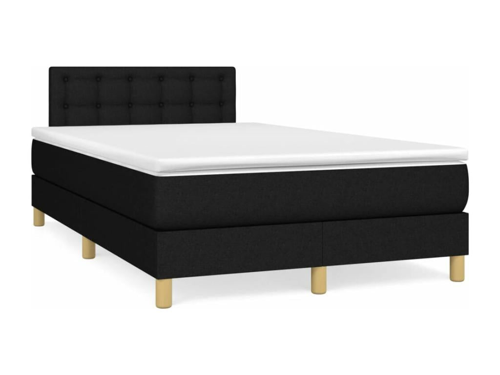 Upholstered bed base with mattress, black, 120x200 cm, fabric
