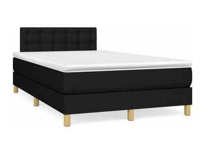Upholstered bed base with mattress, black, 120x200 cm, fabric