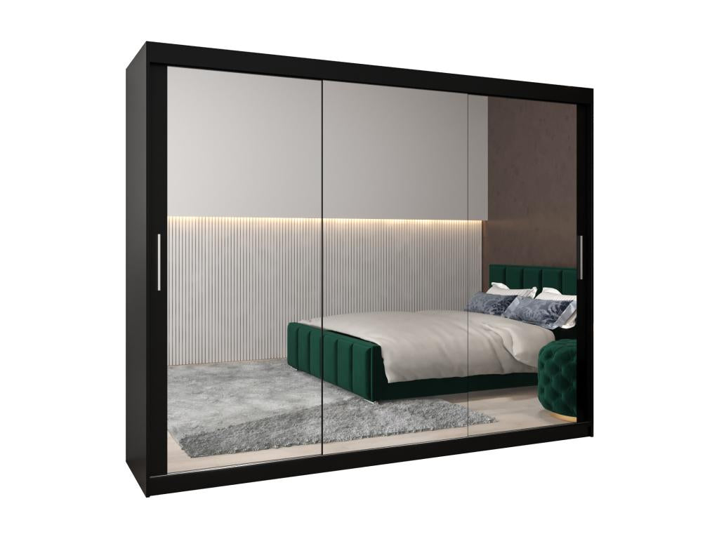 Laviecasa 3 Sliding Door Wardrobe 200/250/62 3 Doors Black/Black XAQL71023