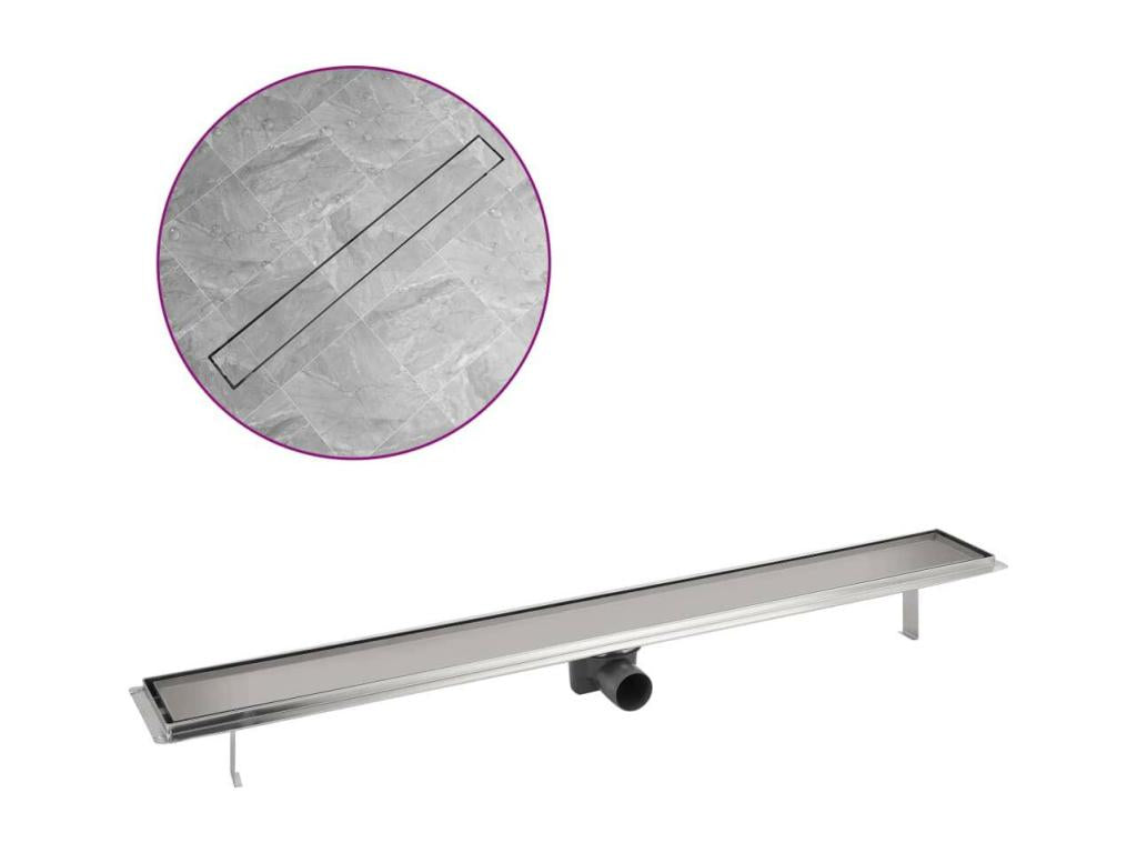 Silver linear shower drain 403x14x7 cm 02 0003015 LEAN64154