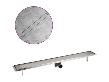 Silver linear shower drain 403x14x7 cm 02 0003015 LEAN64154