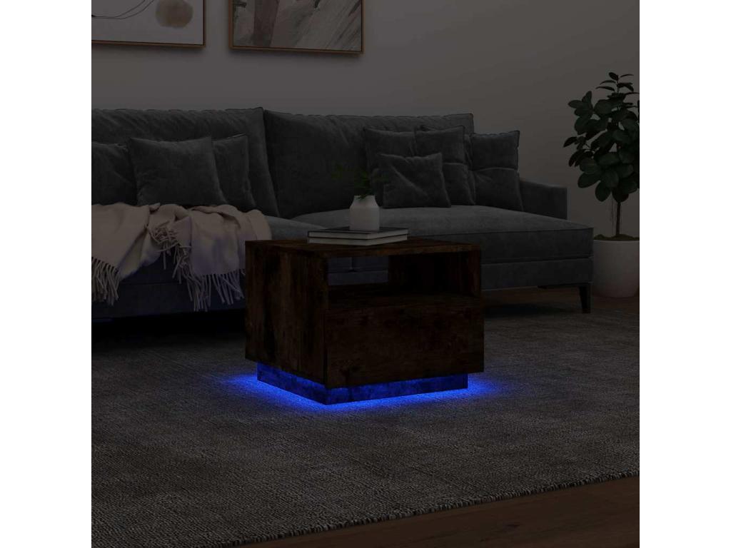 Coffee table with Laviecasaères LED, smoked oak, 50x49x40 cm, FYNH18466