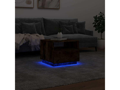 Coffee table with Laviecasaères LED, smoked oak, 50x49x40 cm, FYNH18466