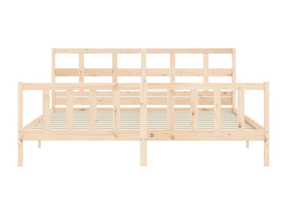 Bed frame with headboard 200x200 cm solid wood PULO88682