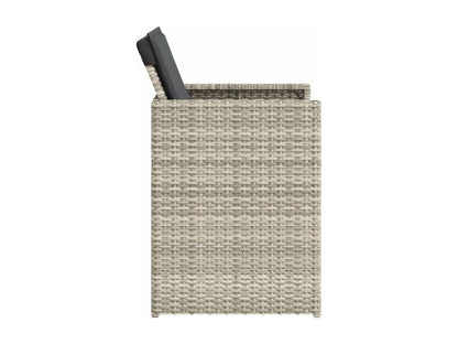 Garden chairs with cushions, set of 4, light grey poly rattan