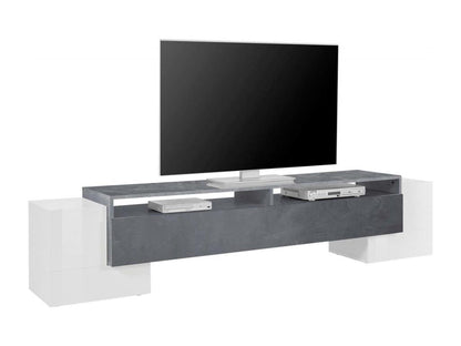 Meublori TV Stand, Low Sideboard, TV Stand Base, Made in Italy, 210x45x45 cm, Glossy White and Slate
