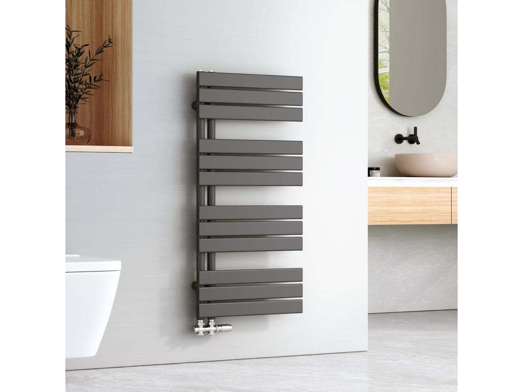 Meubiana Hot Water Towel Rail Flat Panel Side Connection Towel Rail for Anthracite 1041x500mm 529 Watts
