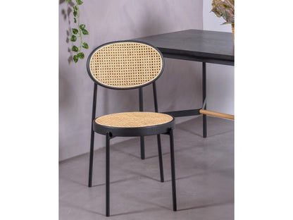 Metal chair with natural rattan finish - Laviecasa - Black VXLL42301