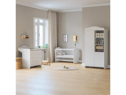Complete nursery set: 60x120cm cot, changing table and 2-door wardrobe, Laviecasa White KETX79237