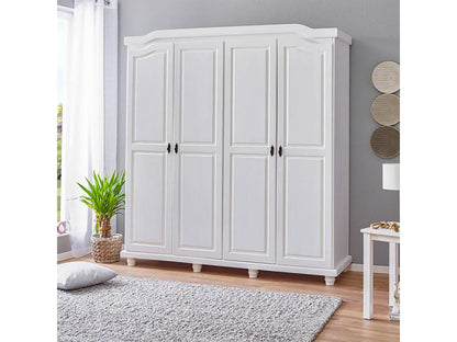 Meubiana - 4-Door Wardrobe, Solid White Wood