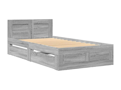 Bed frame with headboard without mattress, Meublori grey, 75x190cm
