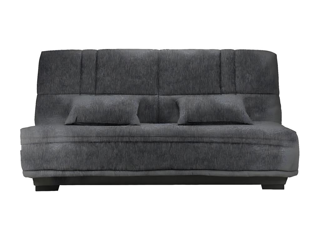 Fabric click-clack sofa with storage, Starlux 17cm Minel mattress, 207cm wide - Grey