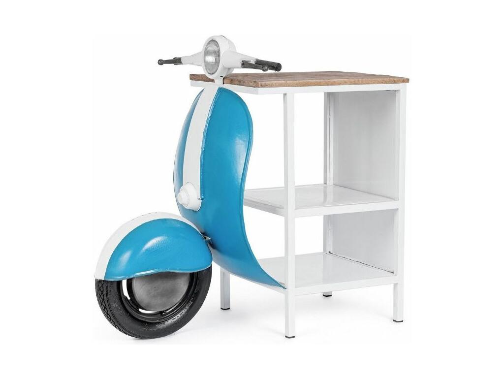 Laviecasa console bar in blue and matte white steel with shelf, 104cm LOKO02007