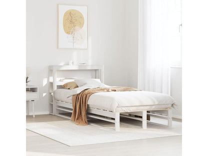 Bed frame without white mattress 75x190 cm solid pine wood