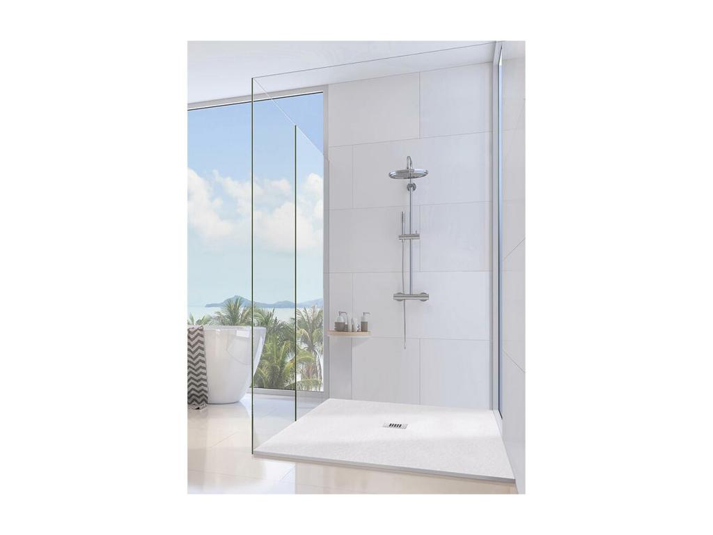 Laviecasa Slim White 115x115 cm Shower Tray in Synthetic Resin and Marble Powder with Free Drain KZXY07419