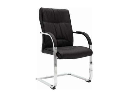 Black faux leather cantilever office chair