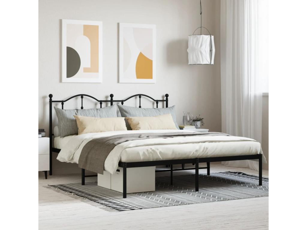 Metal bed frame without mattress and black headboard 180x200 cm DWDO37649