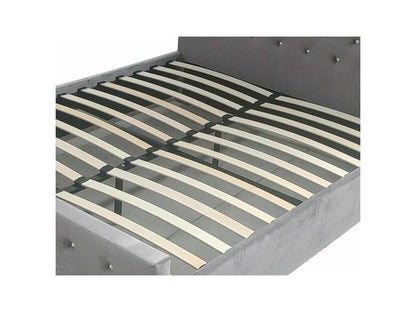 Velvet upholstered bed with inlaid sparkling buttons, Meublori - Grey - 140x190