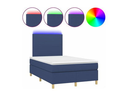 Meubiana bed base with mattress and blue LED lighting, 120x190 cm, fabric