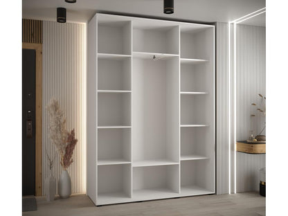 Meublori 5 Sliding Door Wardrobe 235.2/170/45 3 Doors White/White/Silver
