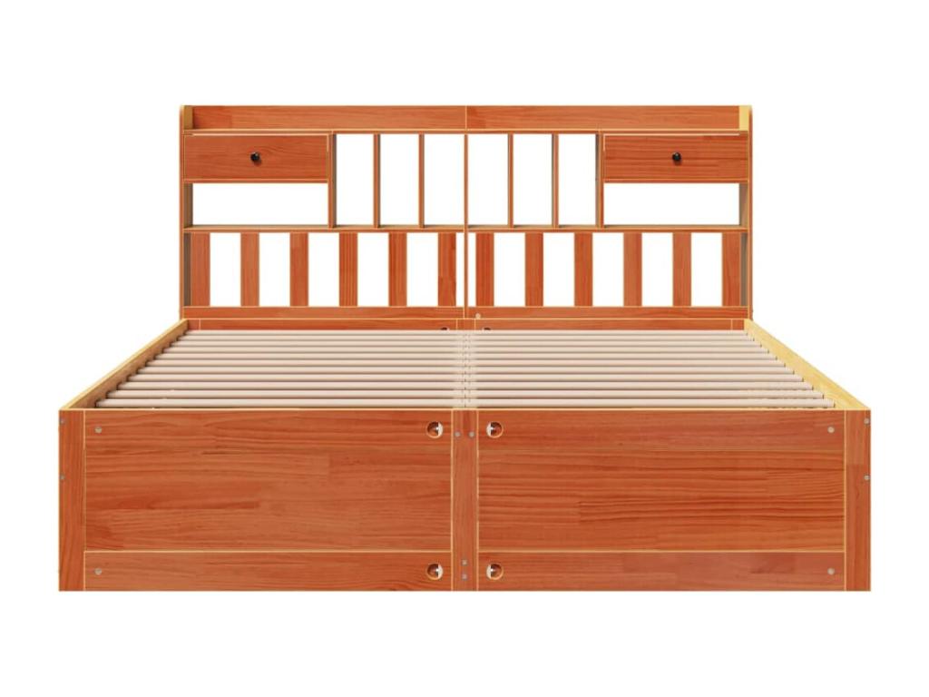 Bookshelf bed without mattress, brown wax finish, 180x200 cm, solid pine, GDML09069